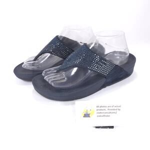 Fit Flop Casual Wedge Thong Sandals Womens Size 8 302-097 Black